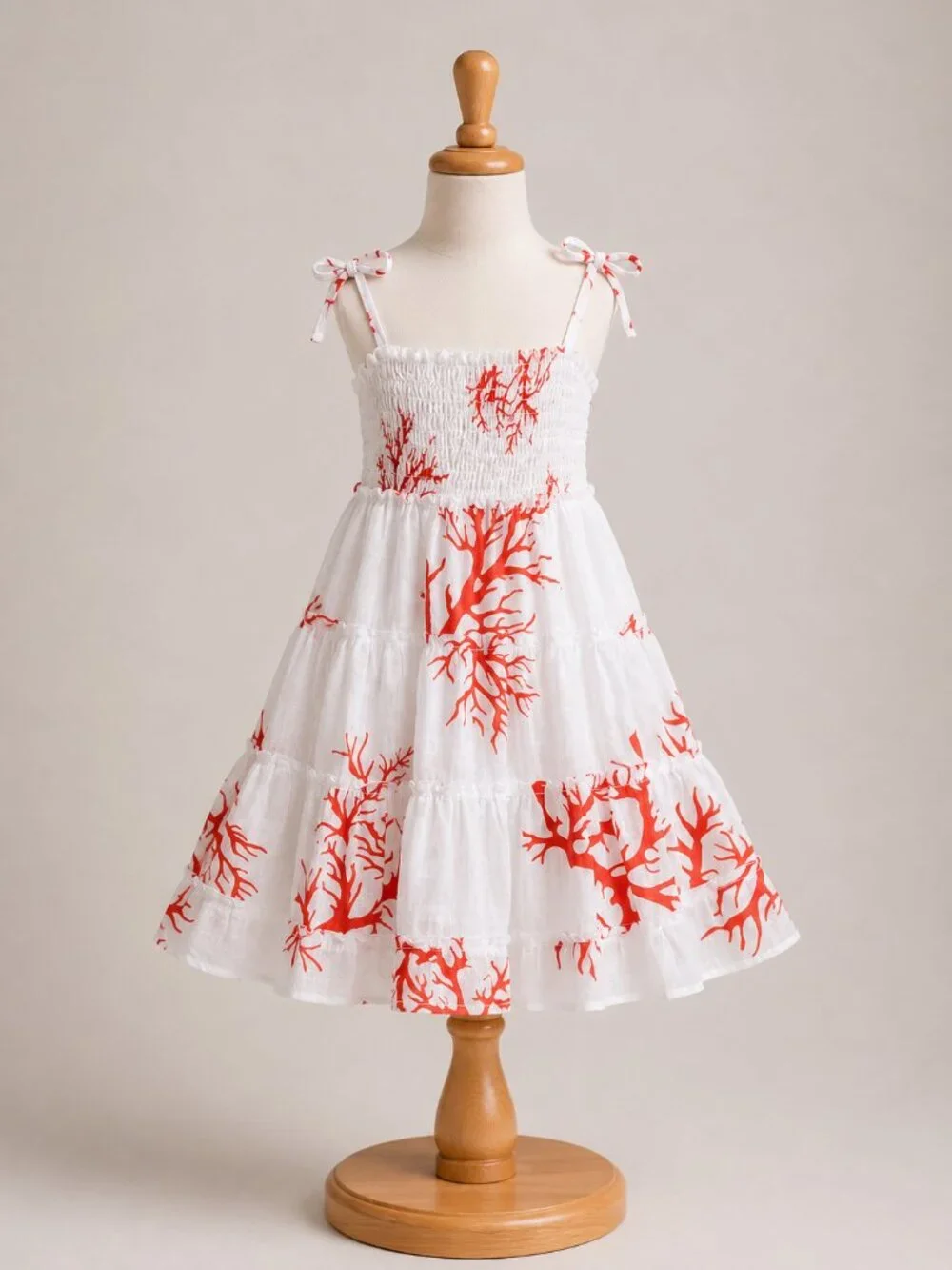 Girls Made in Italy 100% Linen Coral Print Dress – Size 7–9 Years